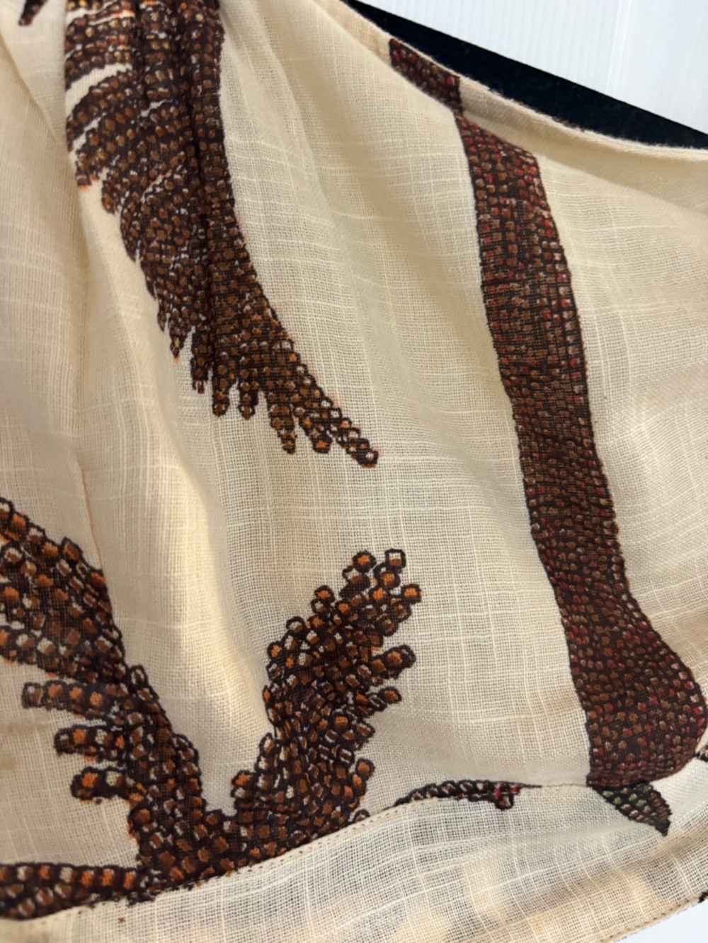 One-Shoulder Cream and Brown Tropical Skirt Set - Picture 4 of 10